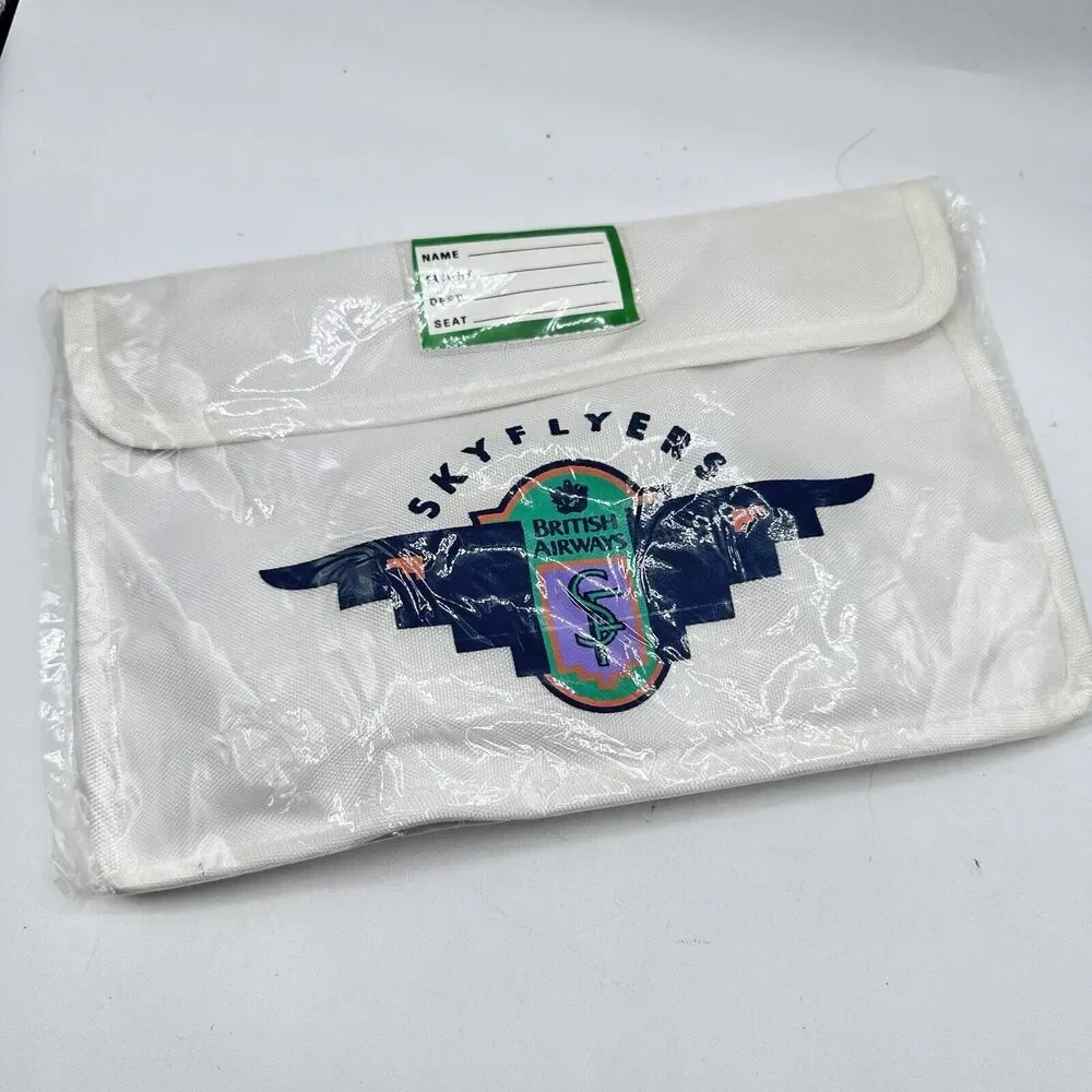 NEW VINTAGE British Airways Sky Flyers children's Bag amenity kit Bag Deadstock